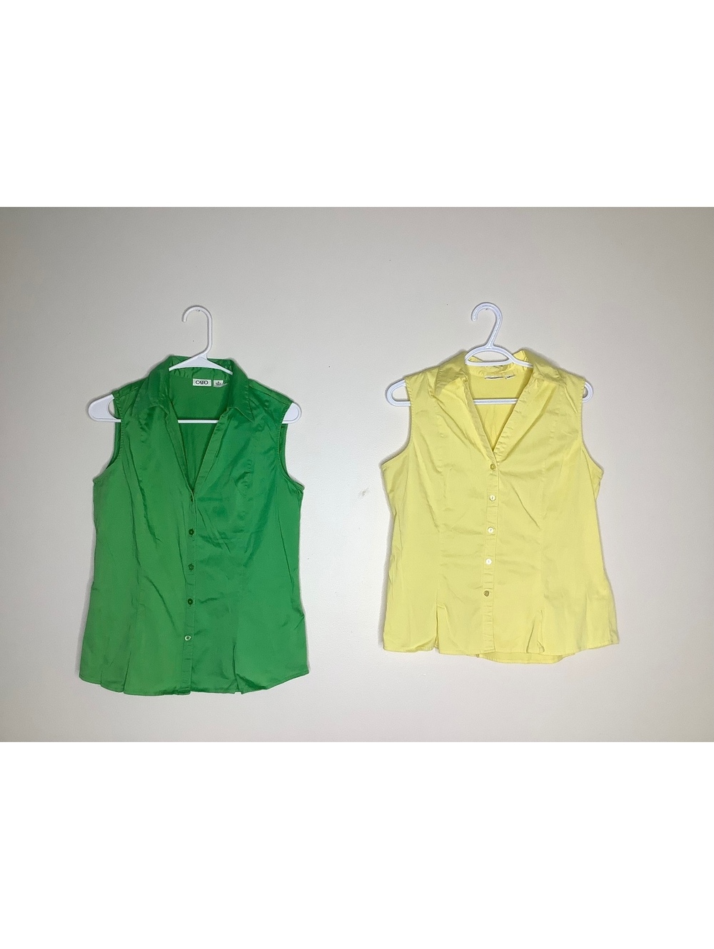 Cato Green & Yellow Cotton Button Front Shirt Bundle Size Medium